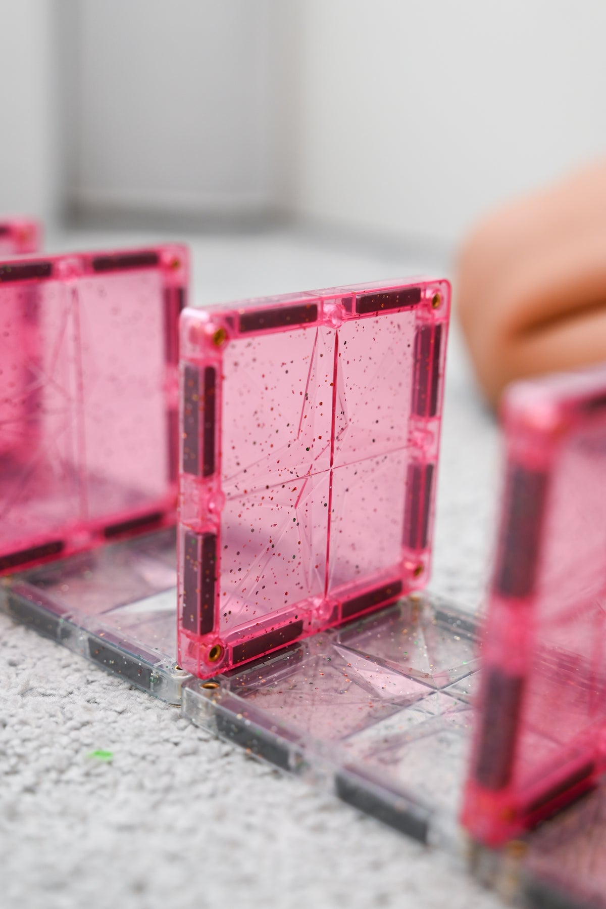Cleverclixx - Glitter Tiles Pack Transparent / Pink (16 stuks)