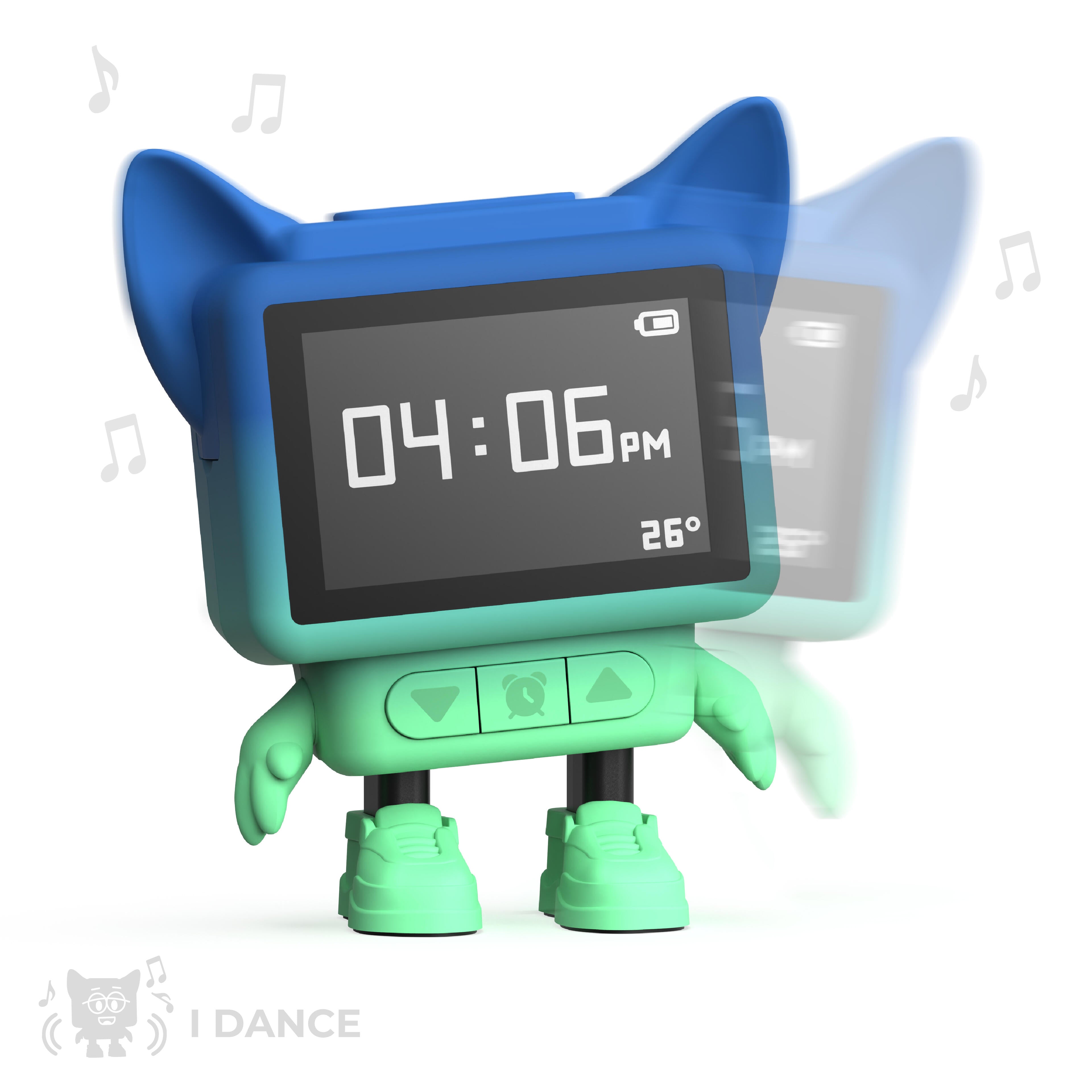 MOB - Dancing Clock wekker & speaker - Blauw