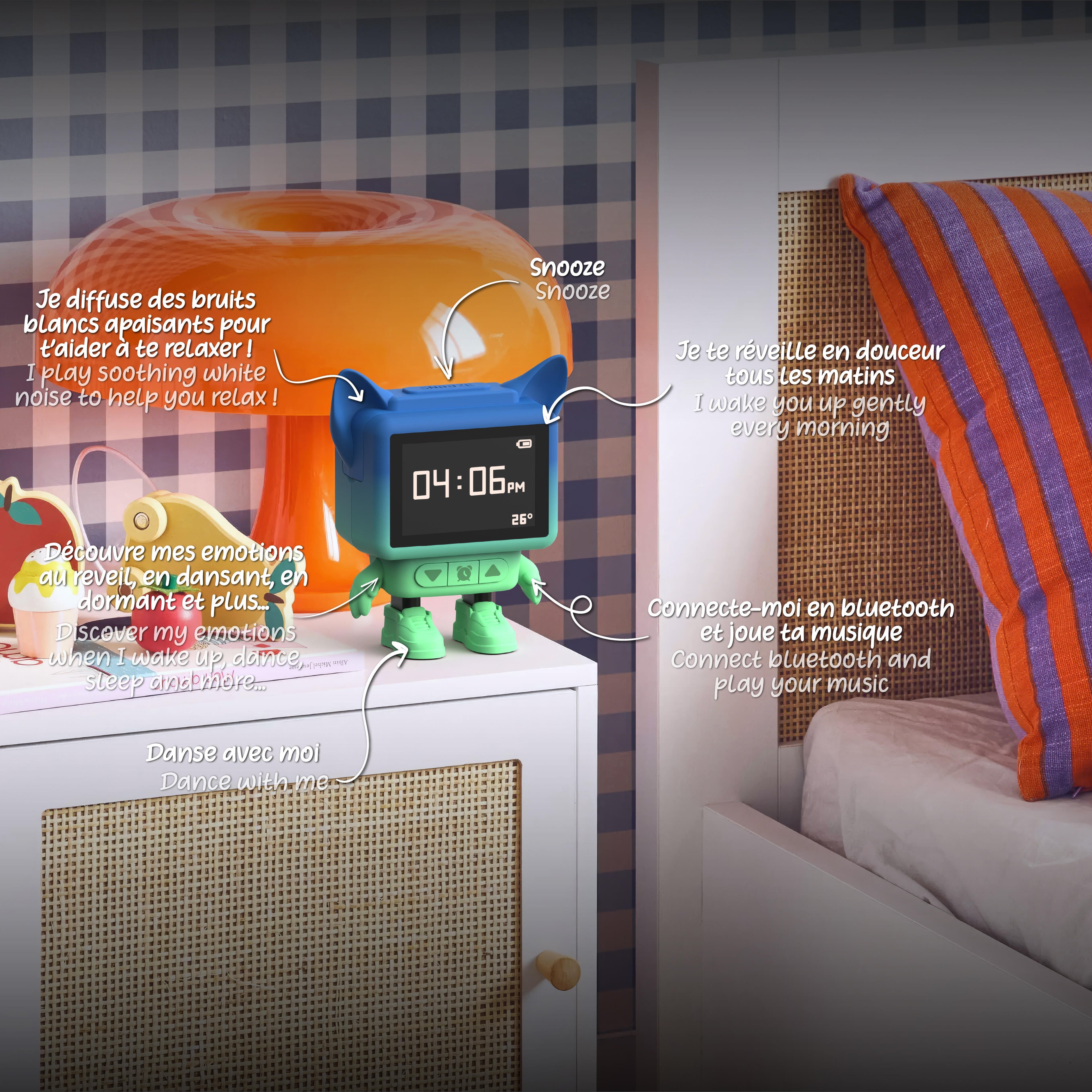 MOB - Dancing Clock wekker & speaker - Blauw
