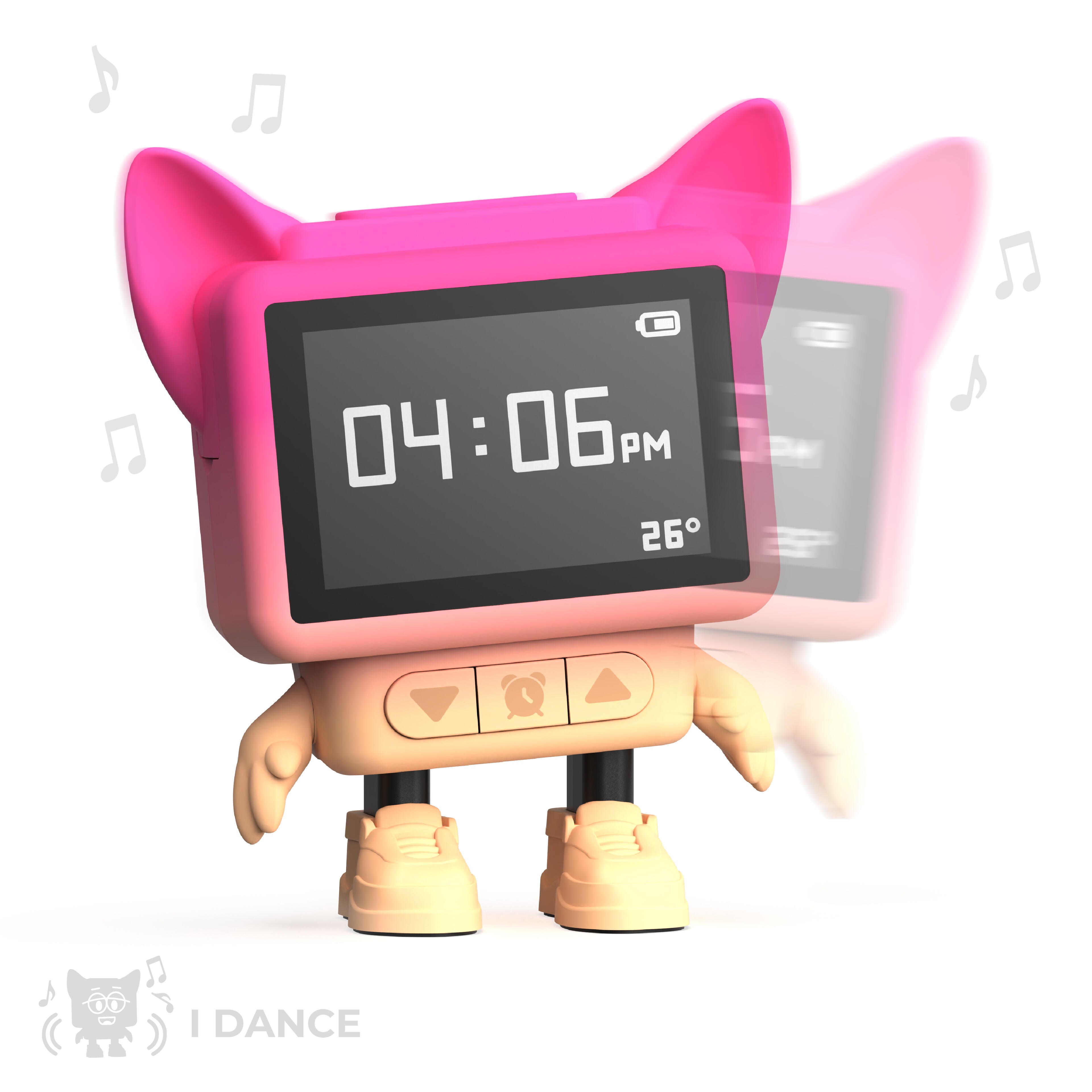 MOB - Dancing Clock wekker & speaker - Roze