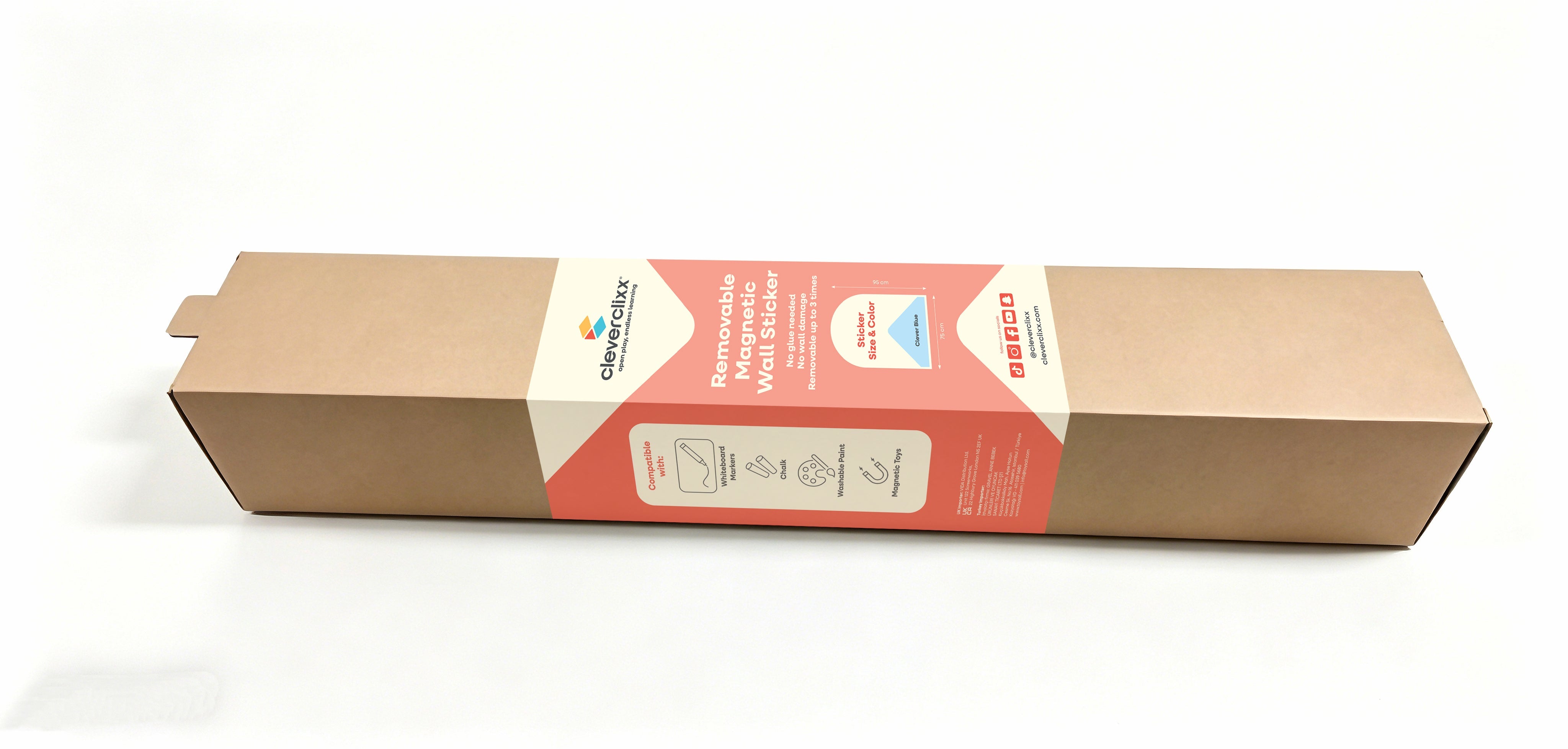 Cleverclixx - Cleverclixx - Magnetische Muursticker 95x75cm Clever Blue