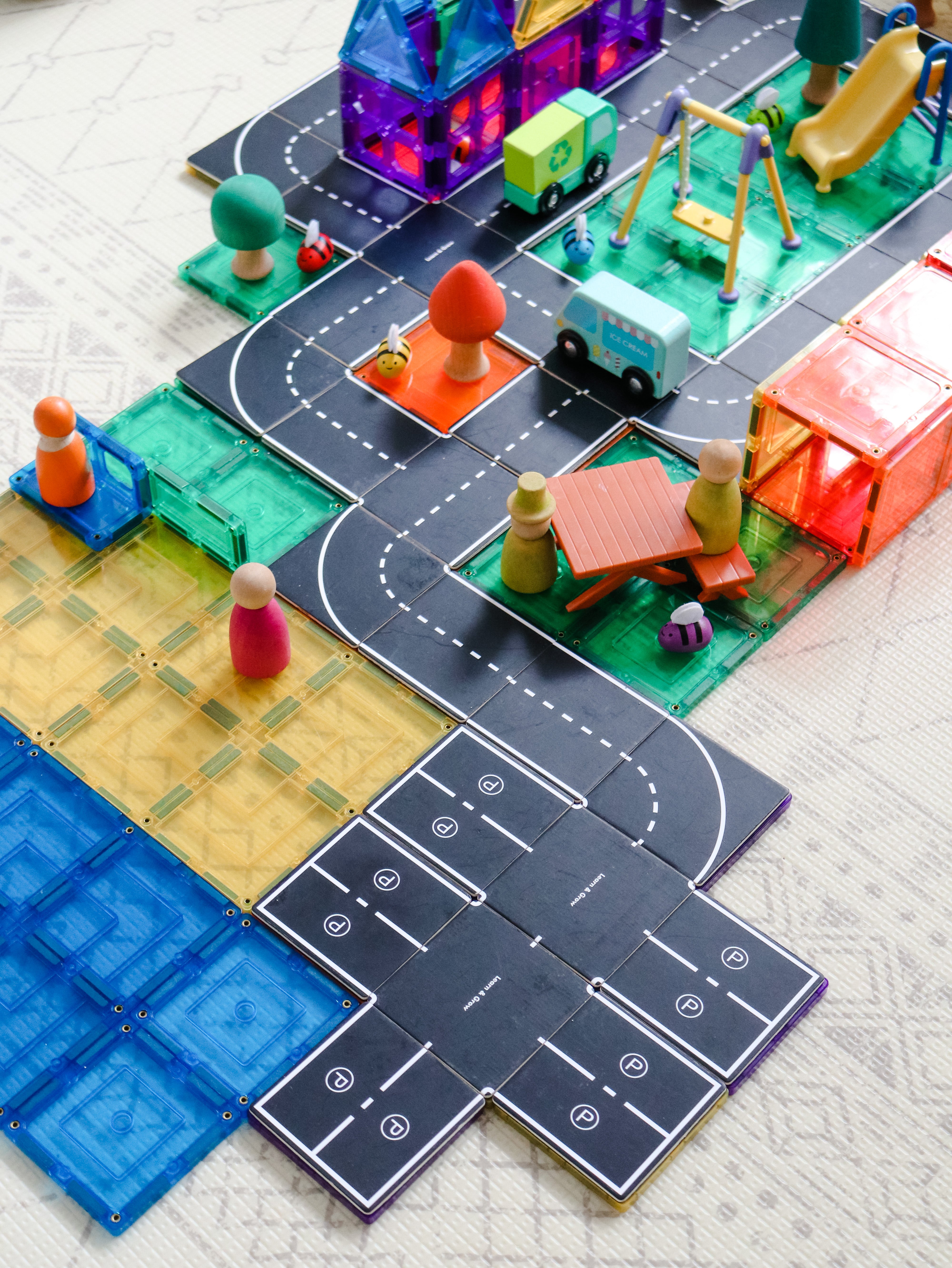 Learn And Grow - Magnetisch constructiespeelgoed Toppers Wegen - 40 stuks