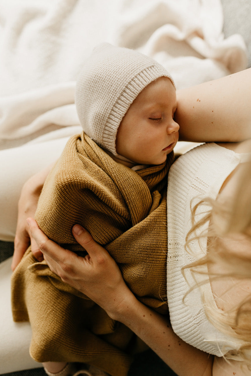 Hvid - Wollen babydeken Felix Ochre