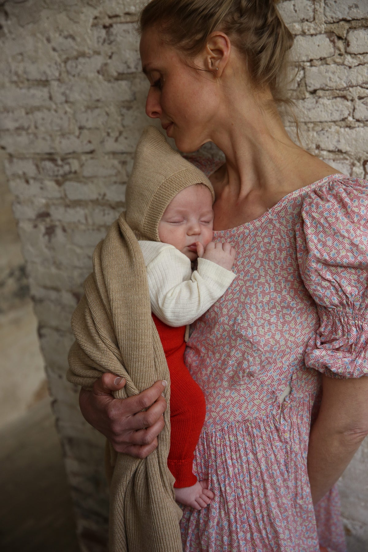 Hvid Wollen babydeken Felix Sand