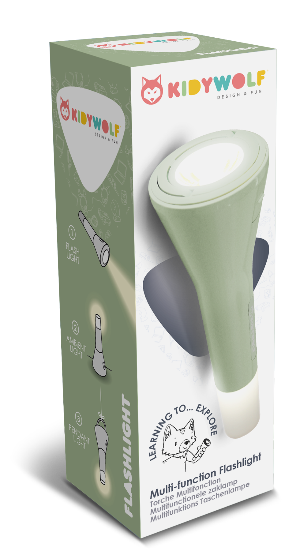 Kidywolf - Flashlight Multifunctionele Zaklamp Groen