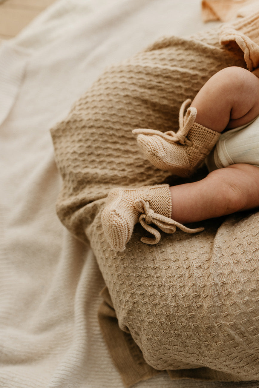 Hvid Wollen babydeken Frankie Sand