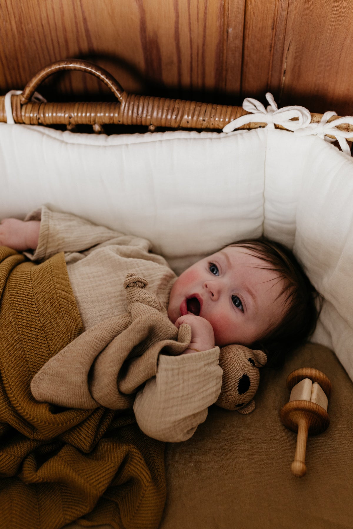 Hvid Wollen babydeken Freddie Ochre