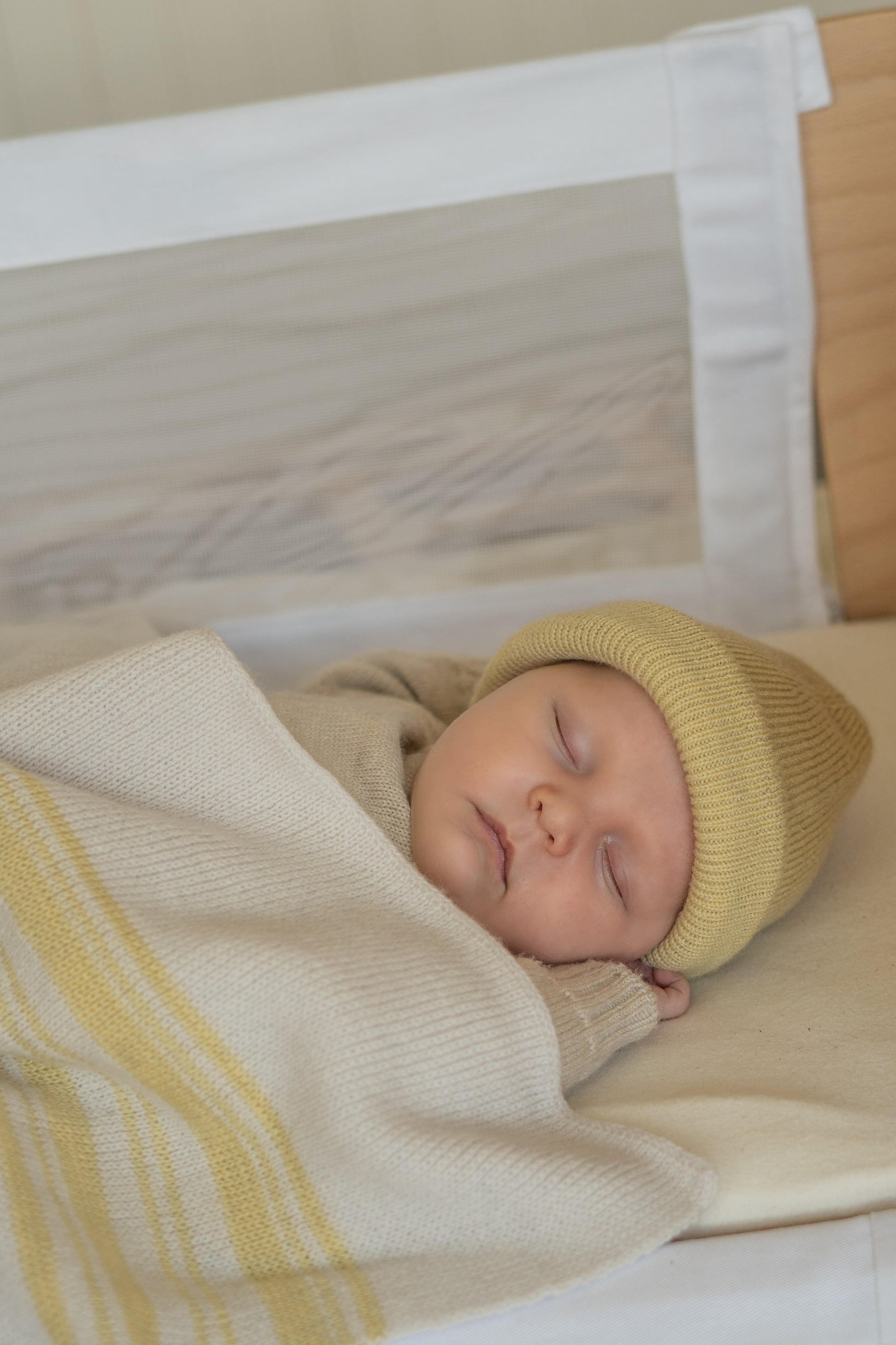 Hvid Wollen babydeken Gilbert Silver/Light Yellow