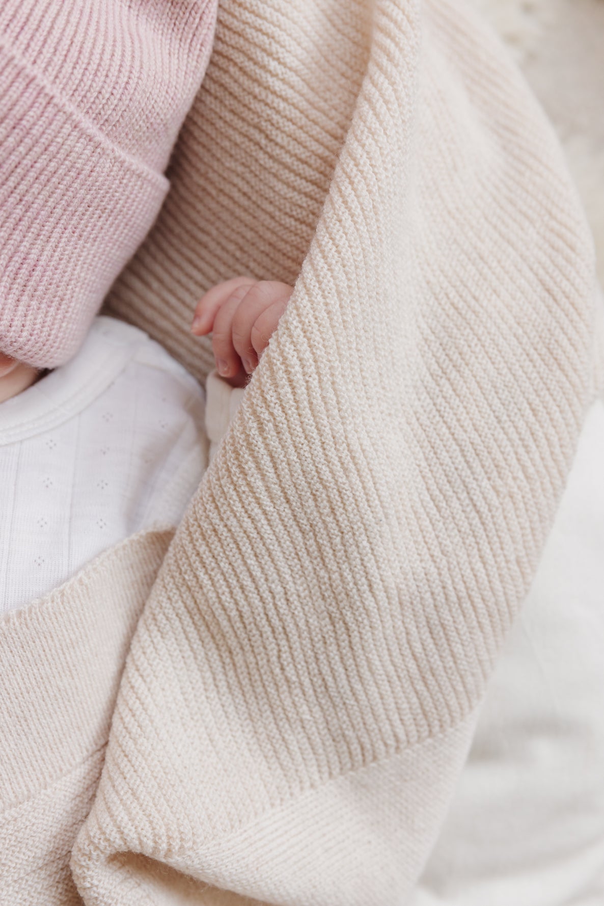 Hvid Wollen babydeken Gust Cream
