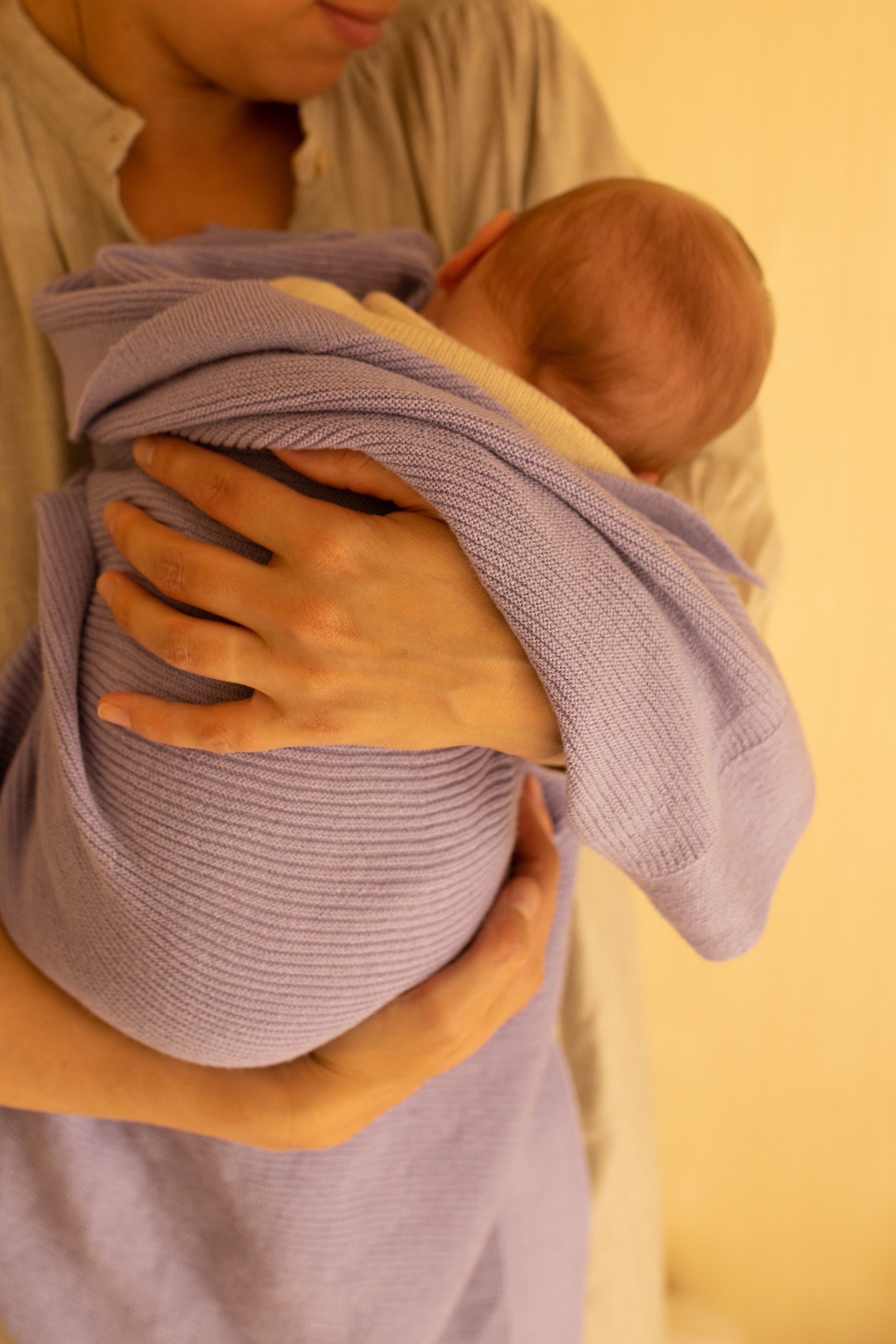 Hvid Wollen babydeken Gust Lilac