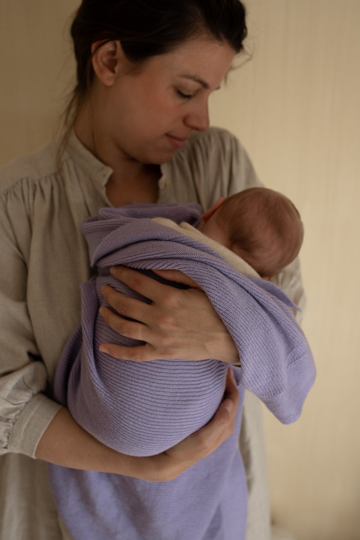 Hvid Wollen babydeken Gust Lilac