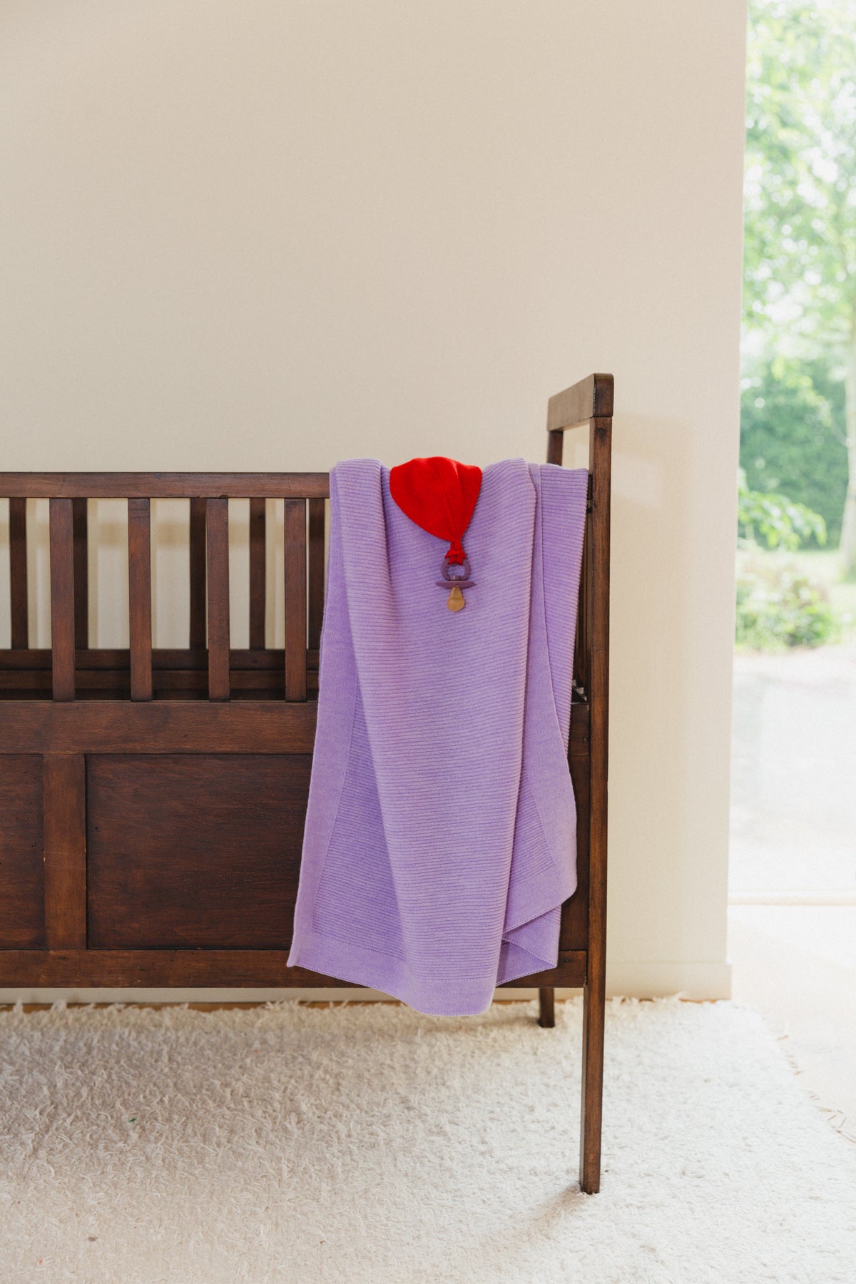 Hvid Wollen babydeken Gust Lilac