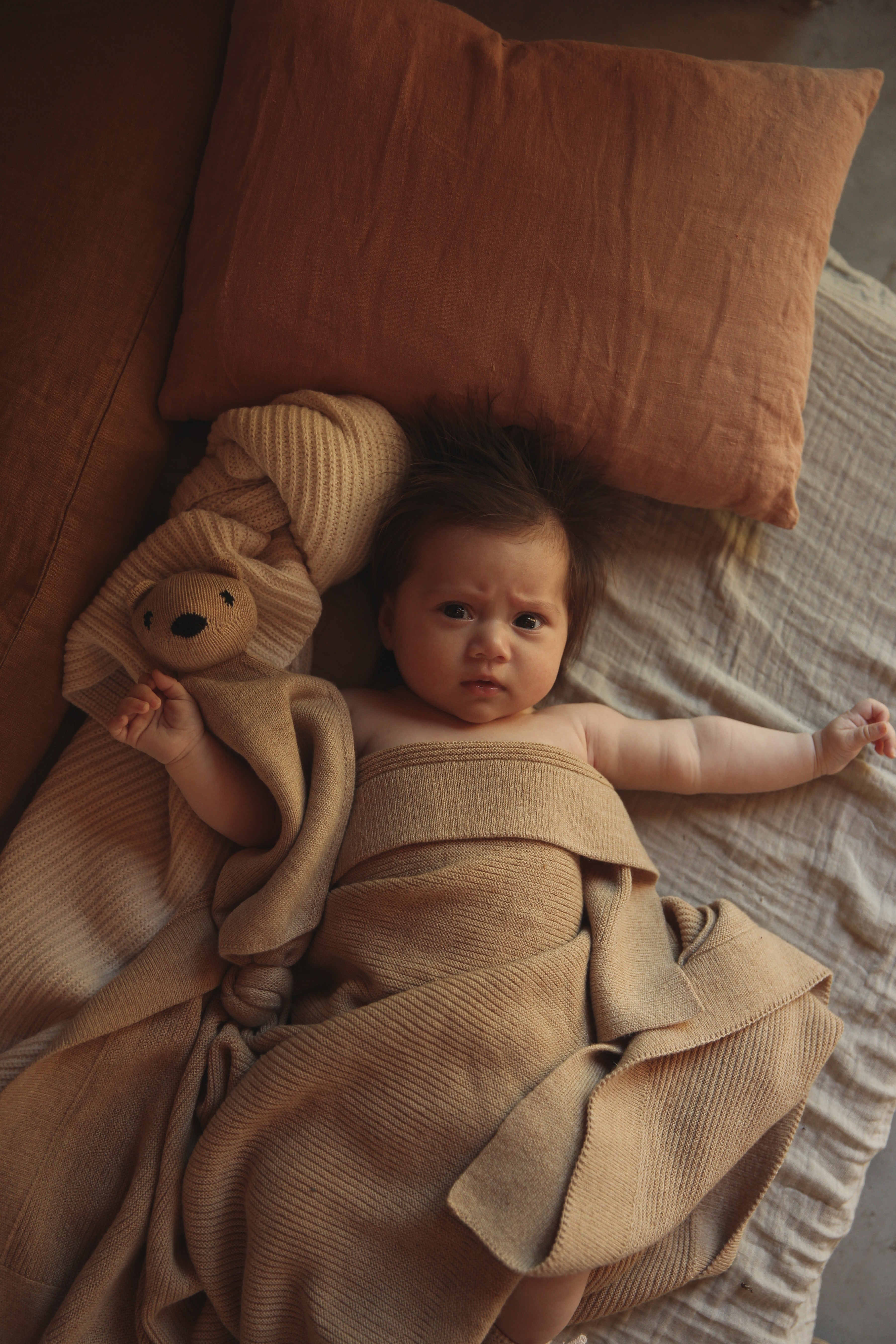Hvid Wollen babydeken Gust Sand