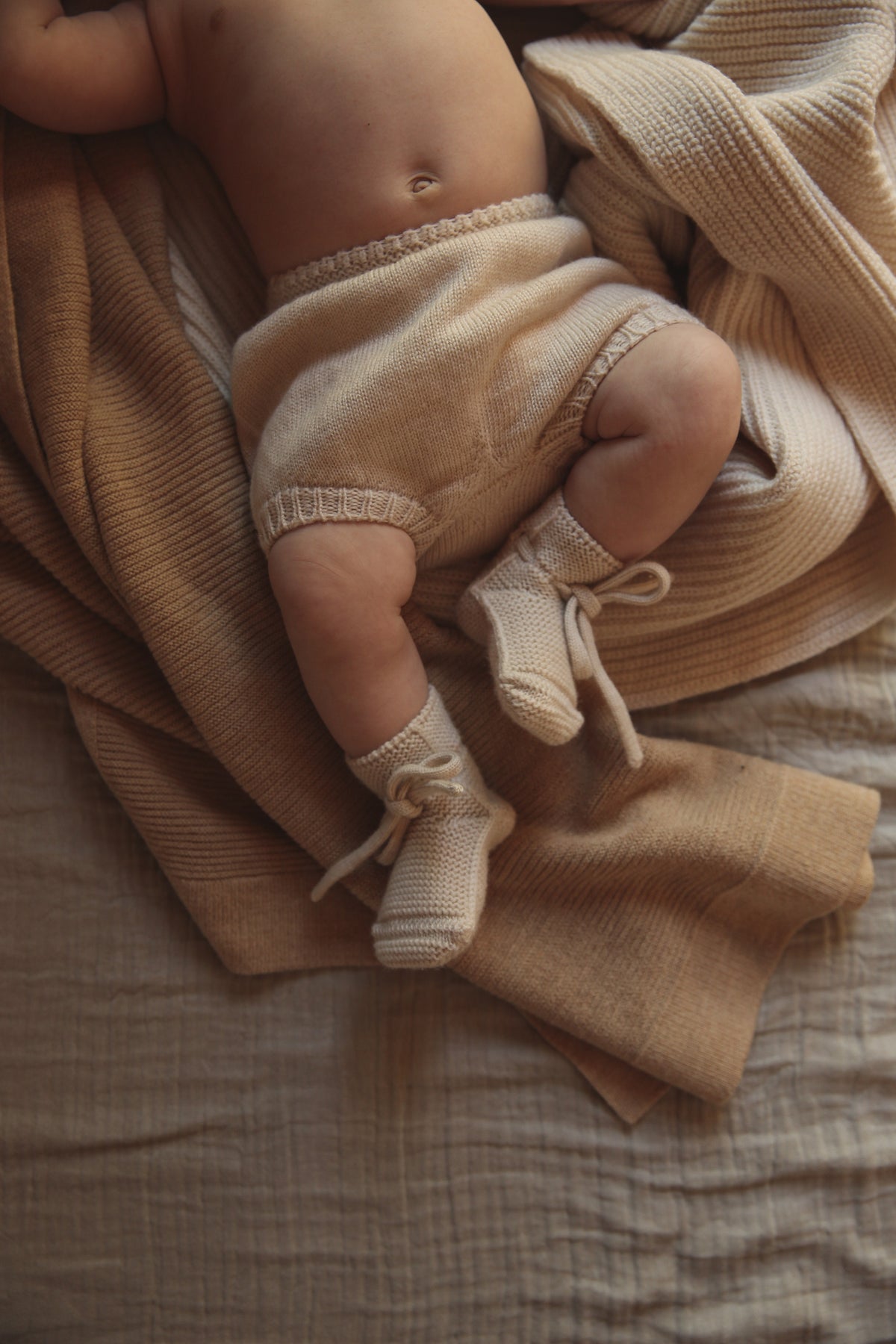 Hvid Wollen babydeken Gust Sand