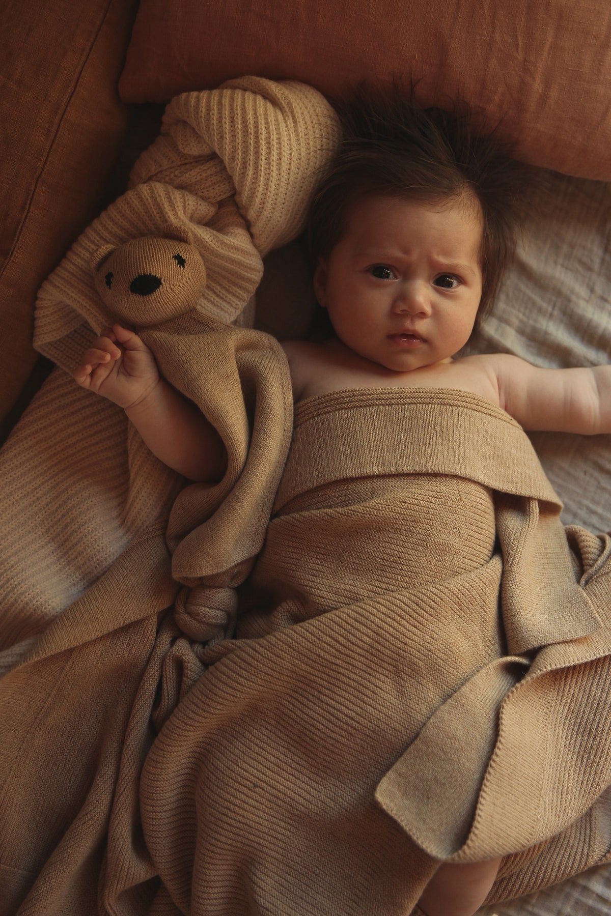 Hvid Wollen babydeken Gust Sand