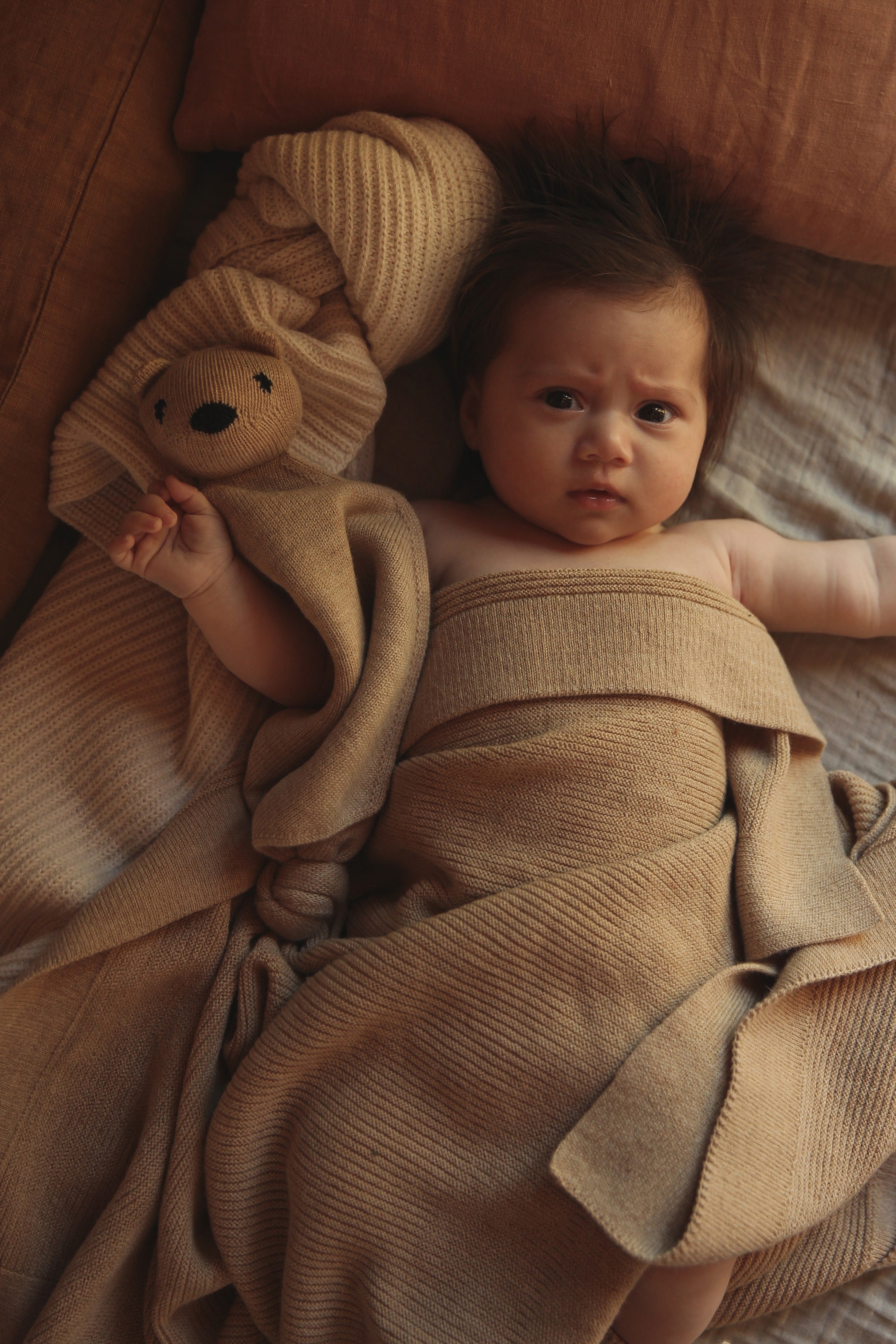 Hvid Wollen babydeken Gust Sand