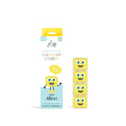 Verpakking van glo pals speelgoed met vier gele lichtgevende blokjes