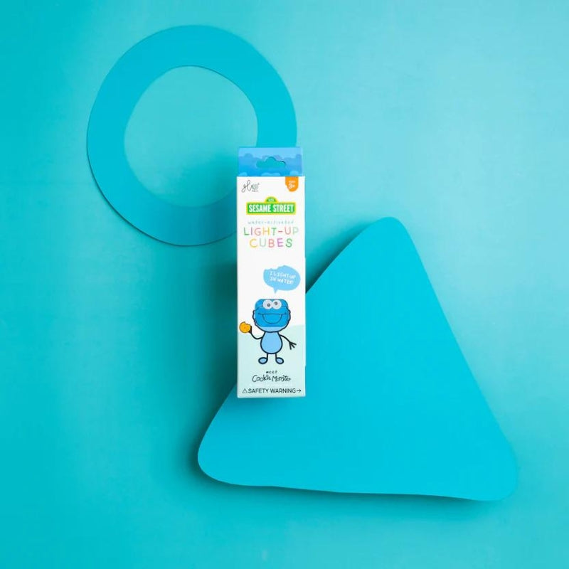 Glo Pals - sensorische lichtgevende blokjes voor in bad of sensorisch spel - Sesamstraat Cookie Monster - 4 stuks