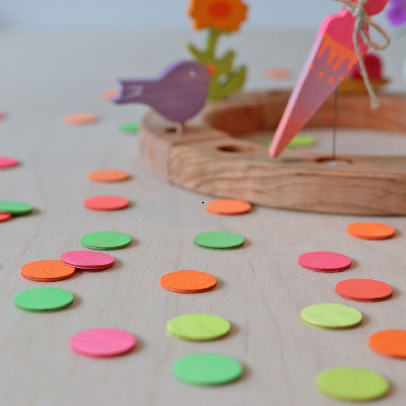 Grimm's - Houten confetti - 100 stuks - neon