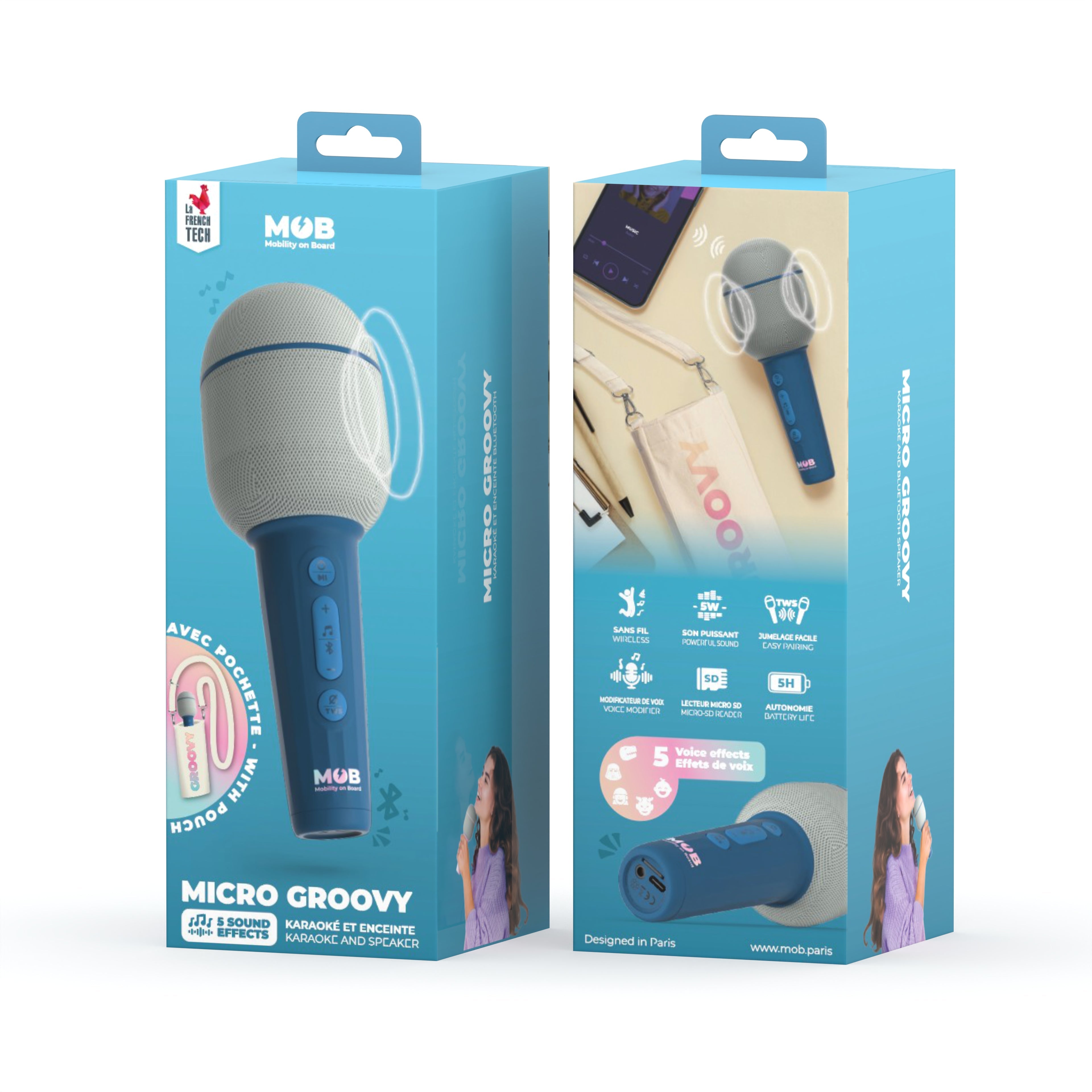 MOB - Micro Groovy bluetooth speaker - Nachtblauw