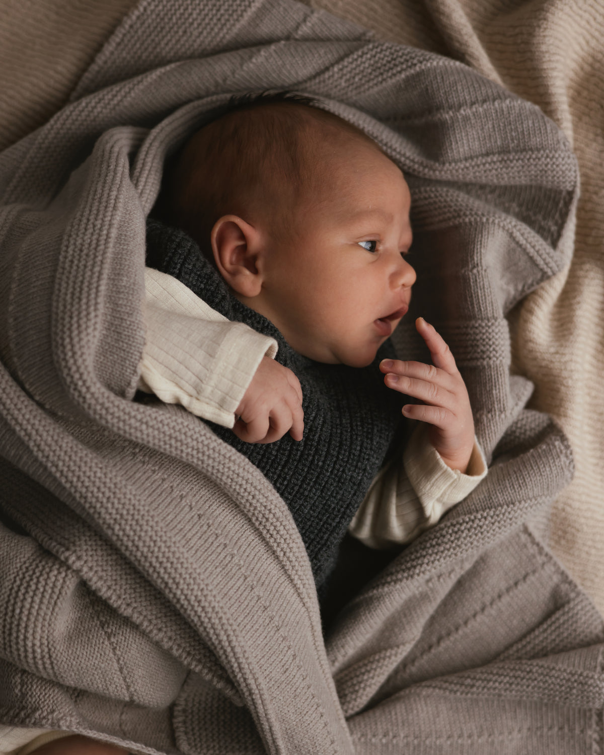 Hvid Wollen babydeken Holly Pebble