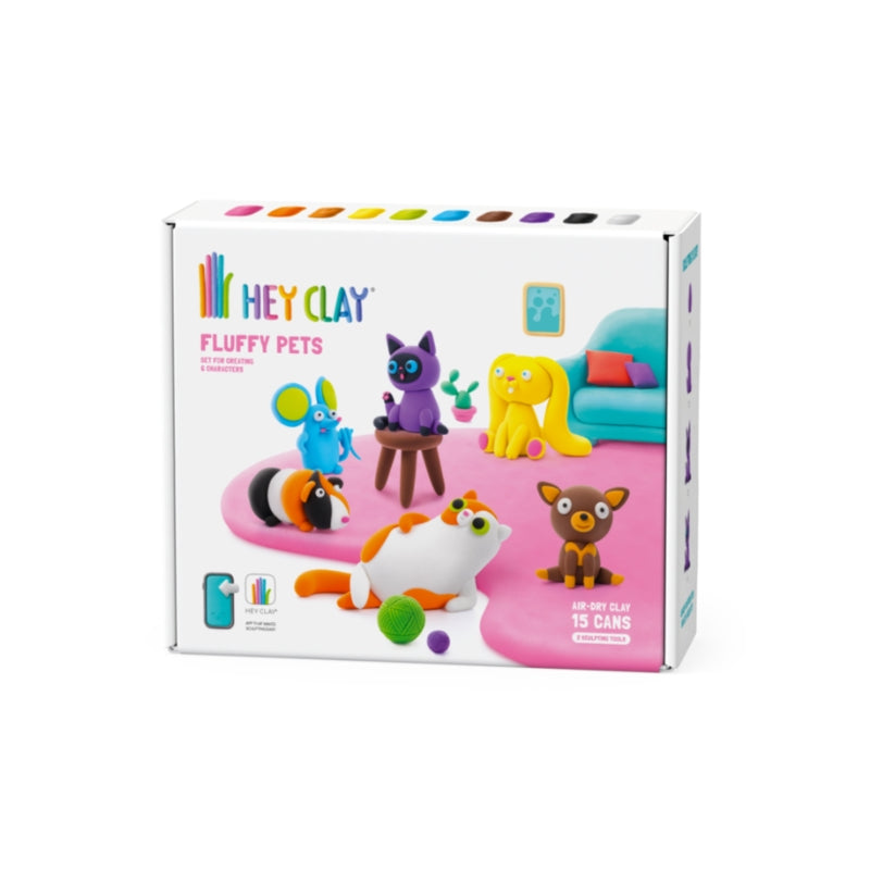 Hey Clay interactieve boetseerkleiset - 6 Huisdieren (15 potjes)