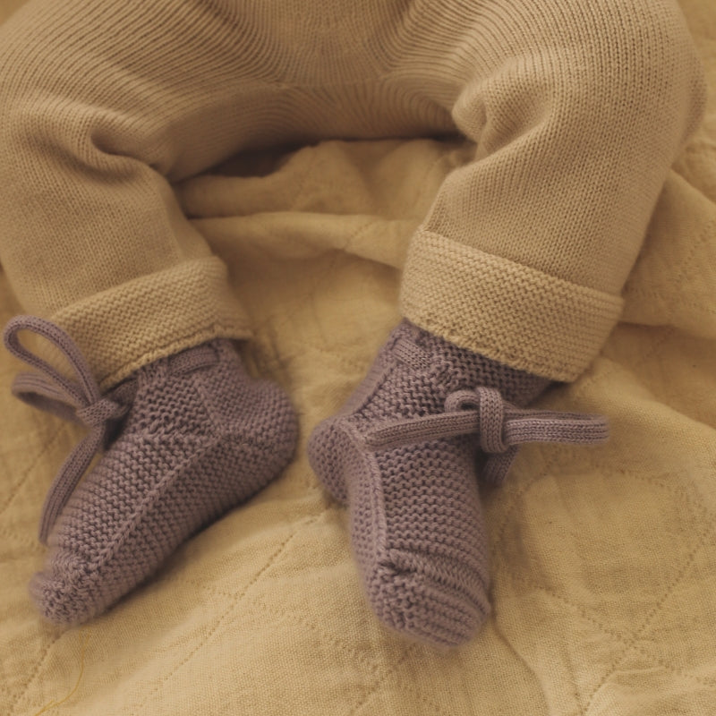 Hvid - slofjes - 100% merinowol  - Lilac