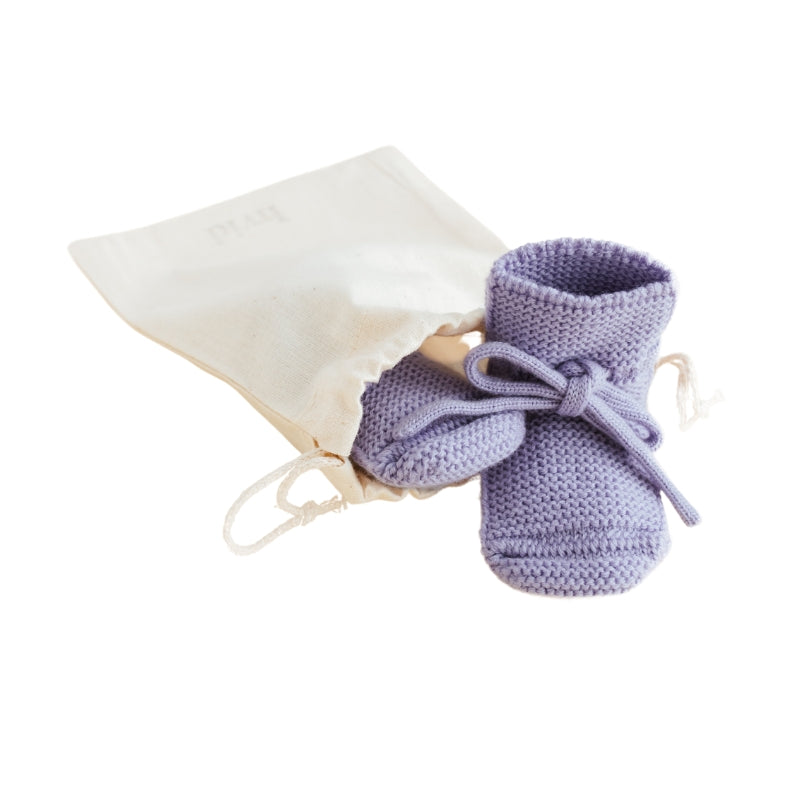 Hvid - slofjes - 100% merinowol  - Lilac