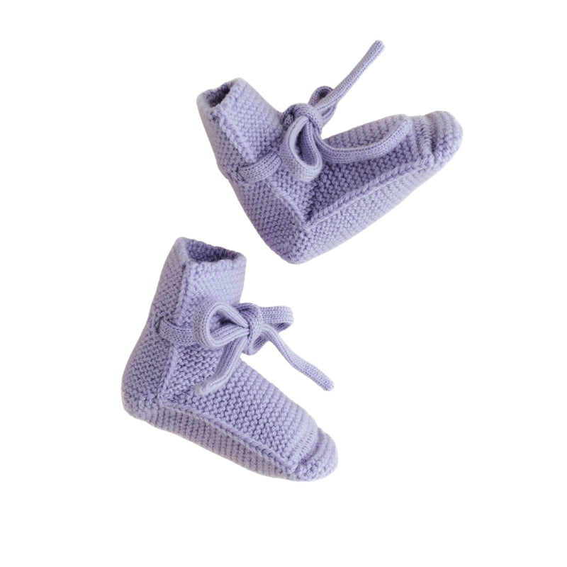 Hvid - slofjes - 100% merinowol  - Lilac