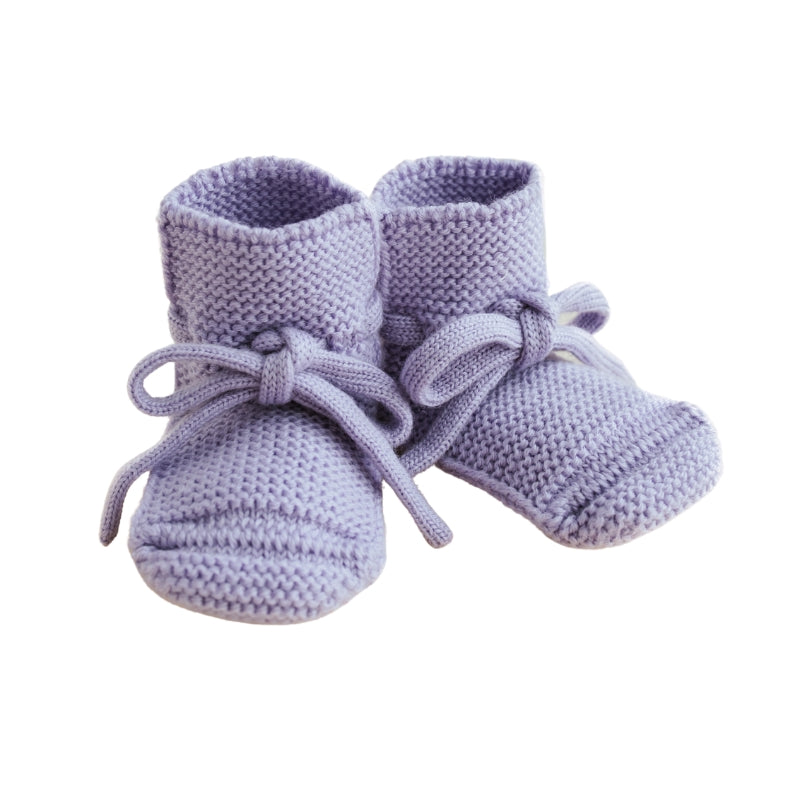 Hvid - slofjes - 100% merinowol  - Lilac