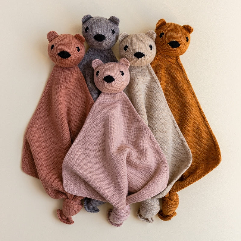 Hvid - Teddy Tokki knuffeldoekje - 100% merinowol - Brick