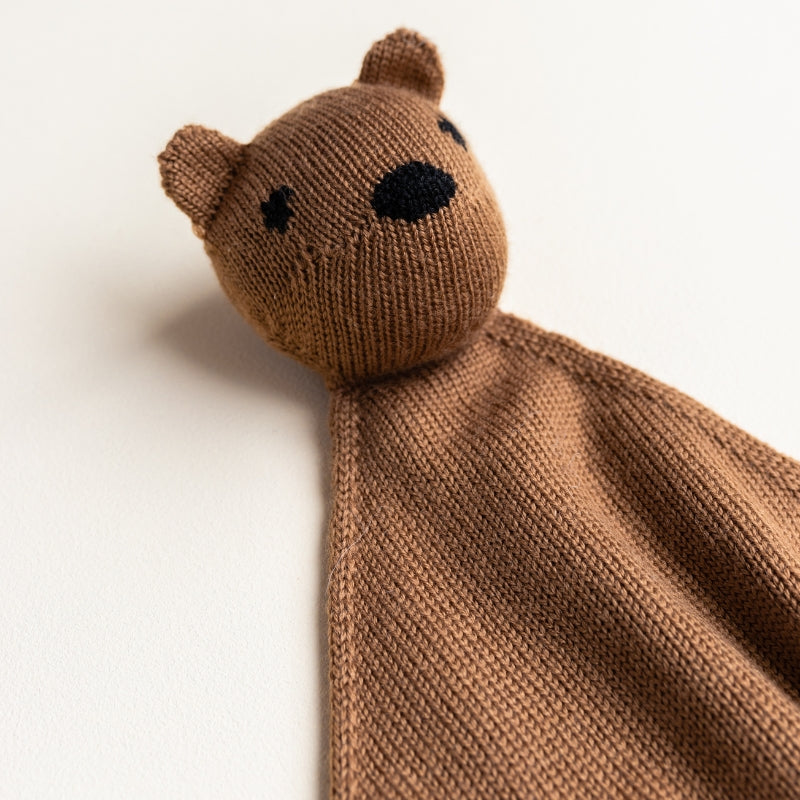 Hvid - Teddy Tokki knuffeldoekje - 100% merinowol - Chocolate