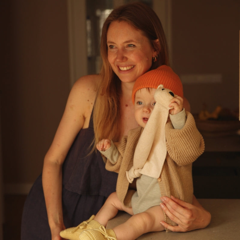 Hvid - Teddy Tokki knuffeldoekje - 100% merinowol - Cream