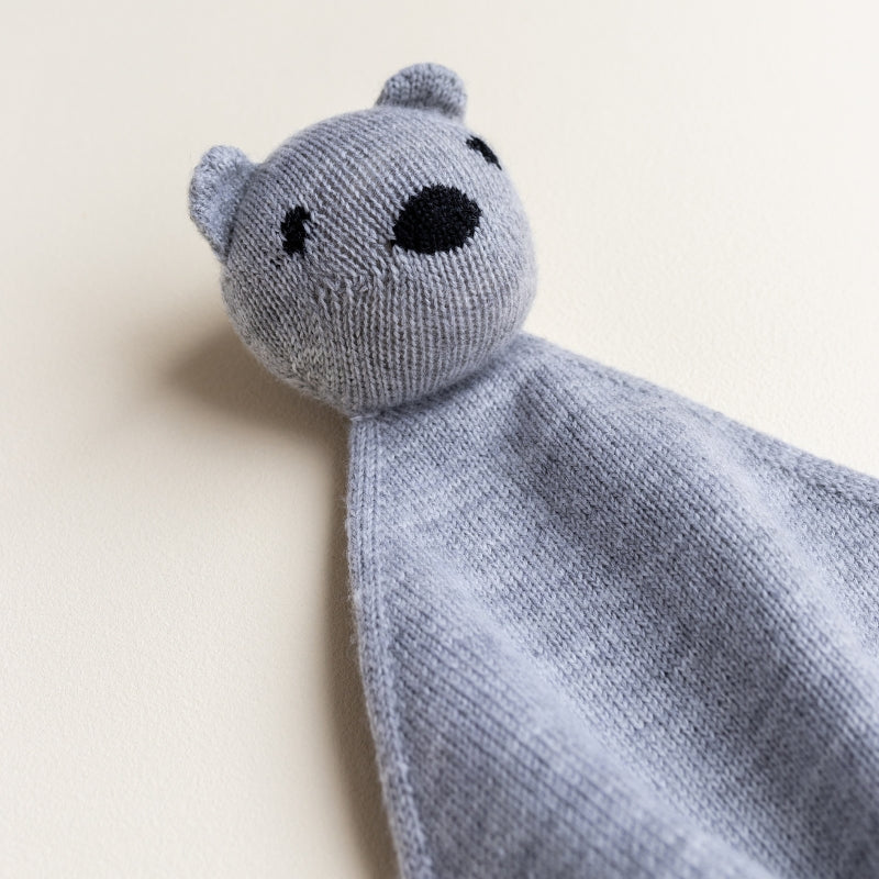 Hvid - Teddy Tokki knuffeldoekje - 100% merinowol - Grey melange