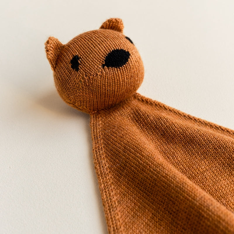 Hvid - Teddy Tokki knuffeldoekje - 100% merinowol - Rust