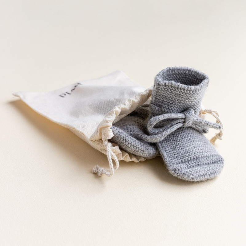 Hvid - Slofjes - 100% merinowol - Grey Melange