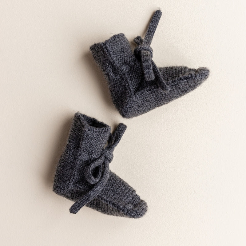 Hvid - slofjes - 100% merinowol - Charcoal