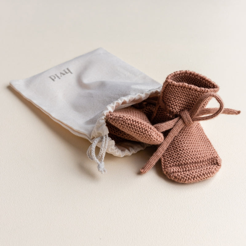 Hvid - Slofjes - 100% merinowol - Terracotta