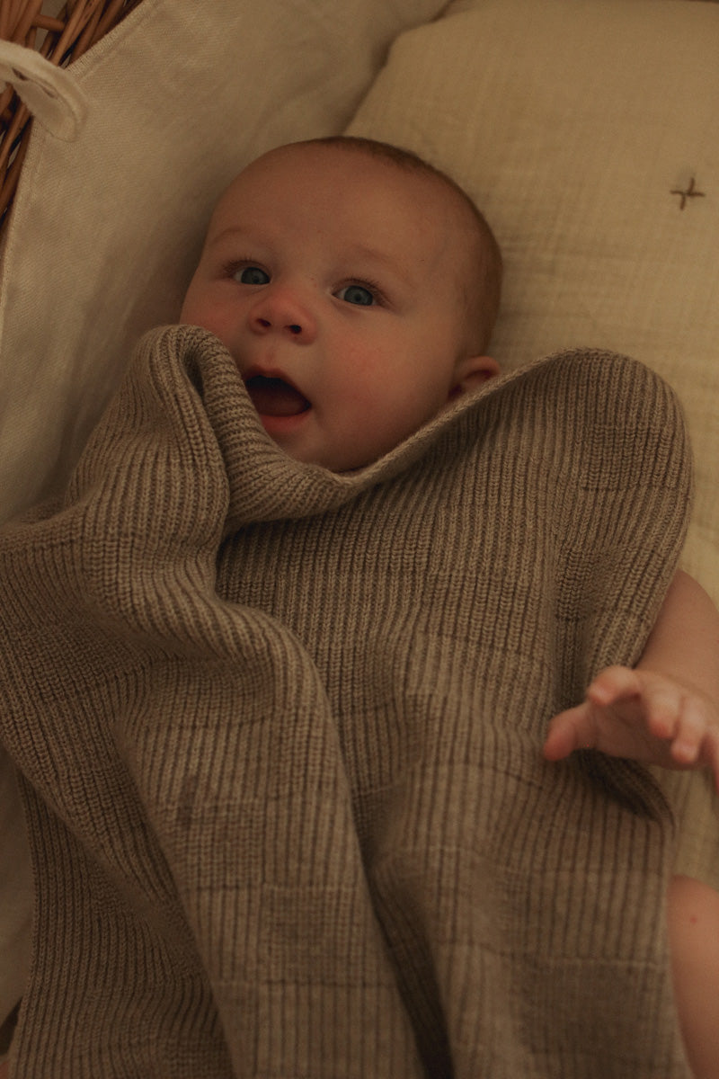 Hvid Wollen babydeken Ivy Pebble