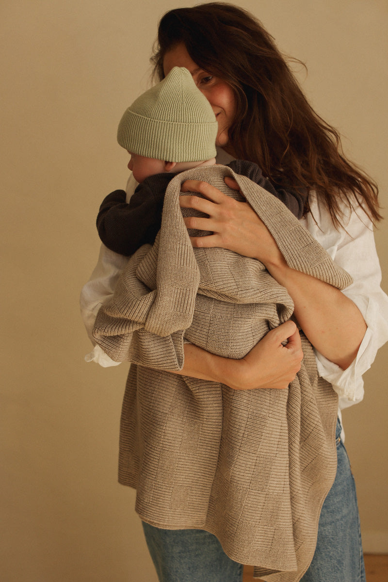 Hvid Wollen babydeken Ivy Pebble