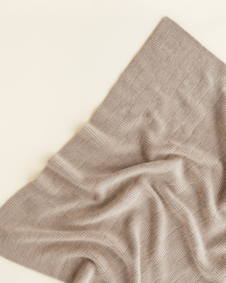 Hvid Wollen babydeken Ivy Sand