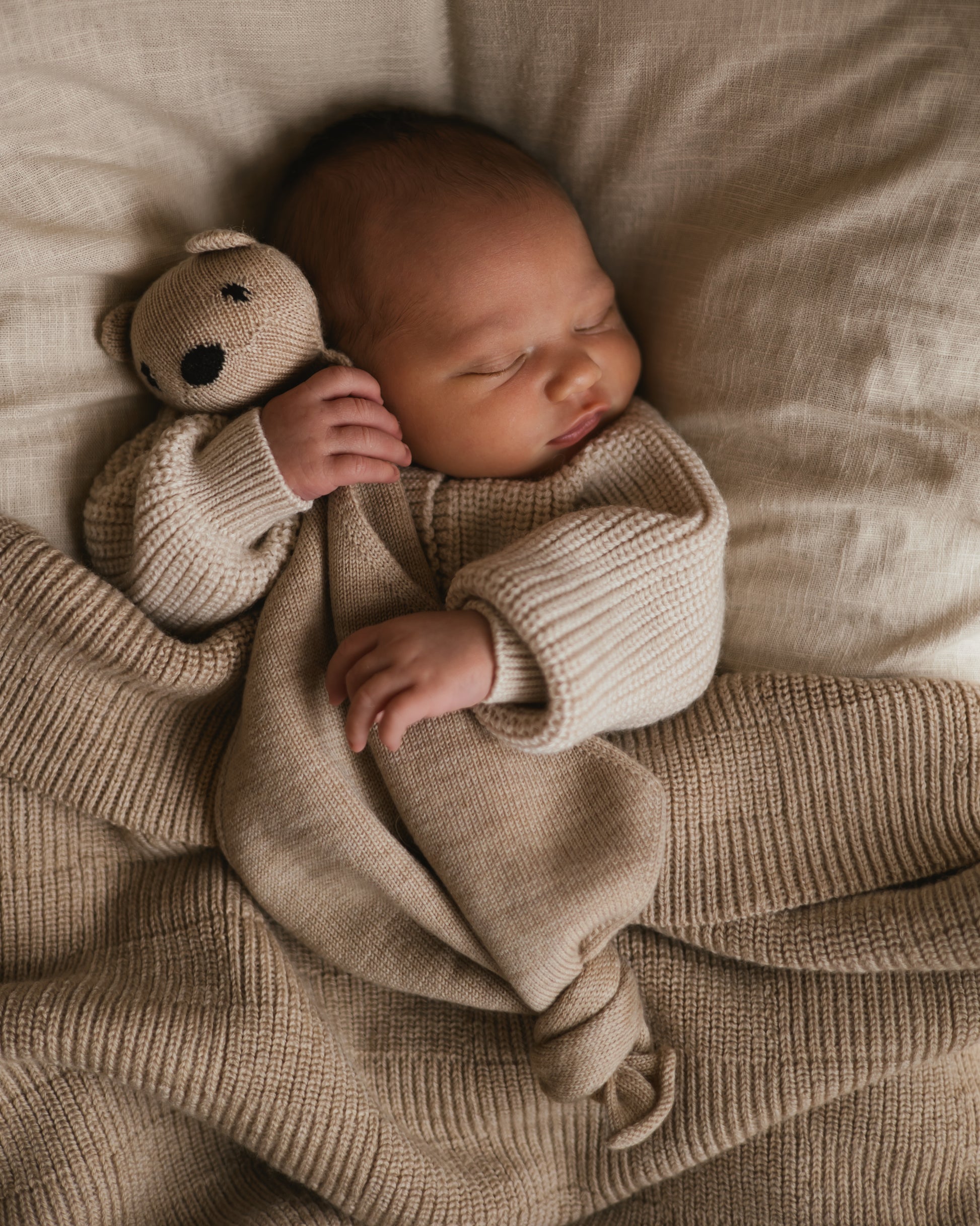 Hvid Wollen babydeken Ivy Sand