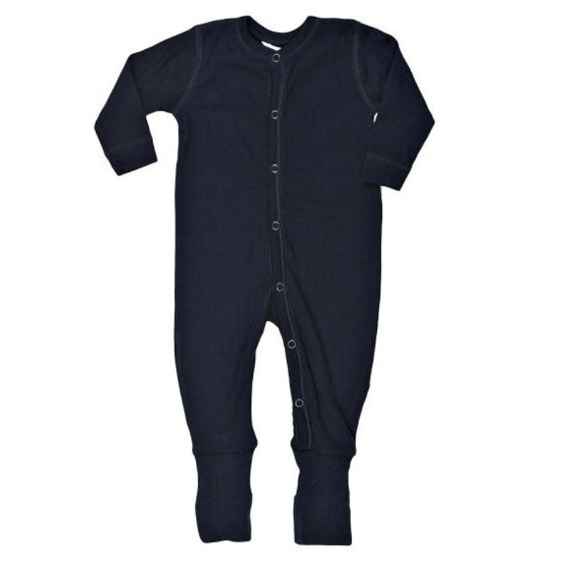 Joha - 100% wol Jumpsuit met omslag voetjes - Navy