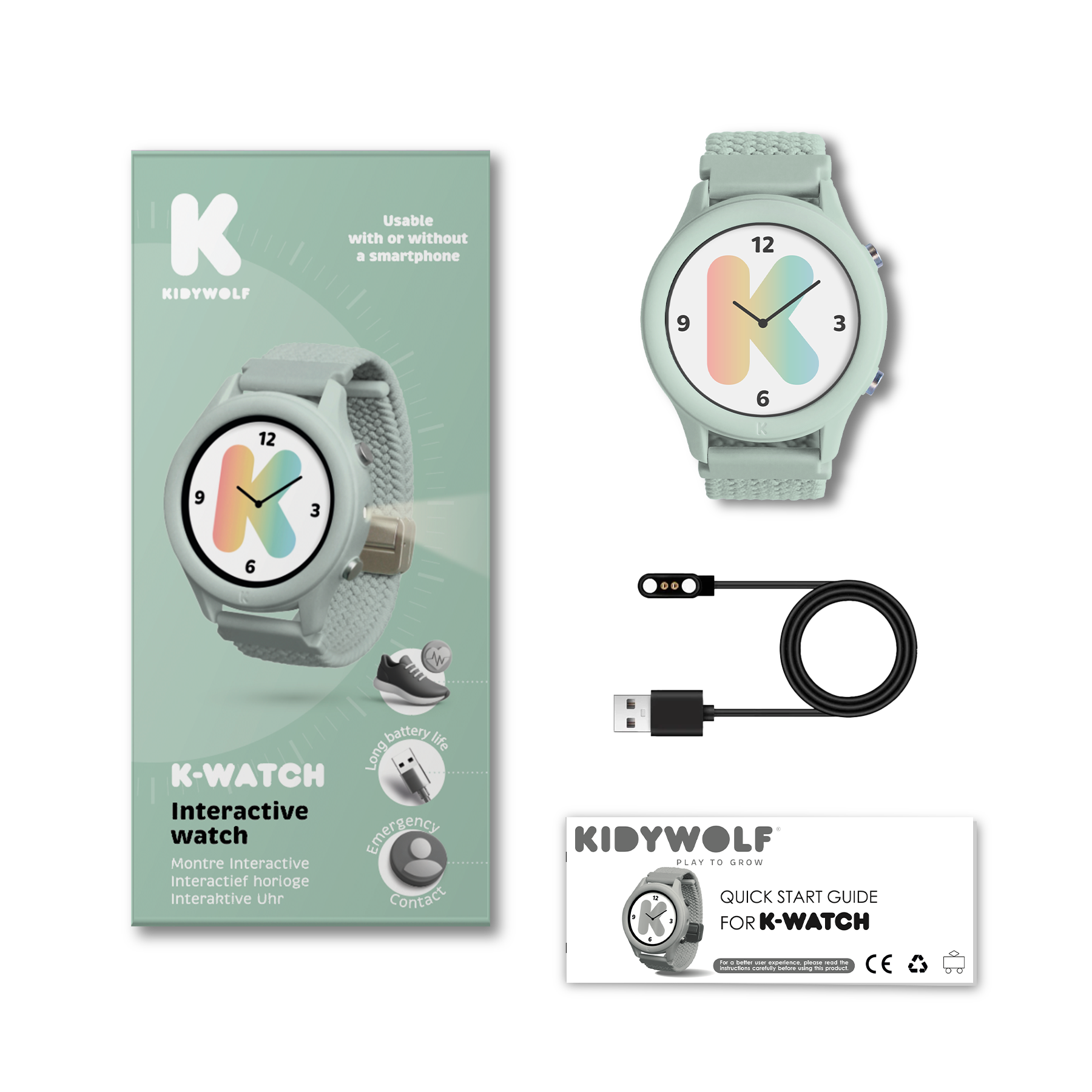 Kidywolf - KidyWatch Multifunctionele Smartwatch – Zonder spelletjes - Groen