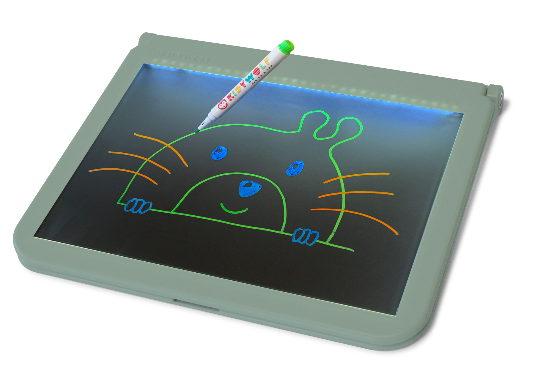 Kidywolf - Kidydraw-pro lichtgevende tekentablet + 4 stiften