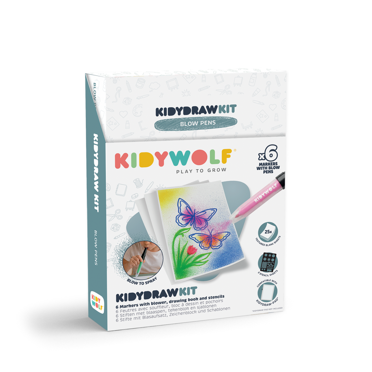 Kidywolf - Kidydraw creatieve set met blaaspennen