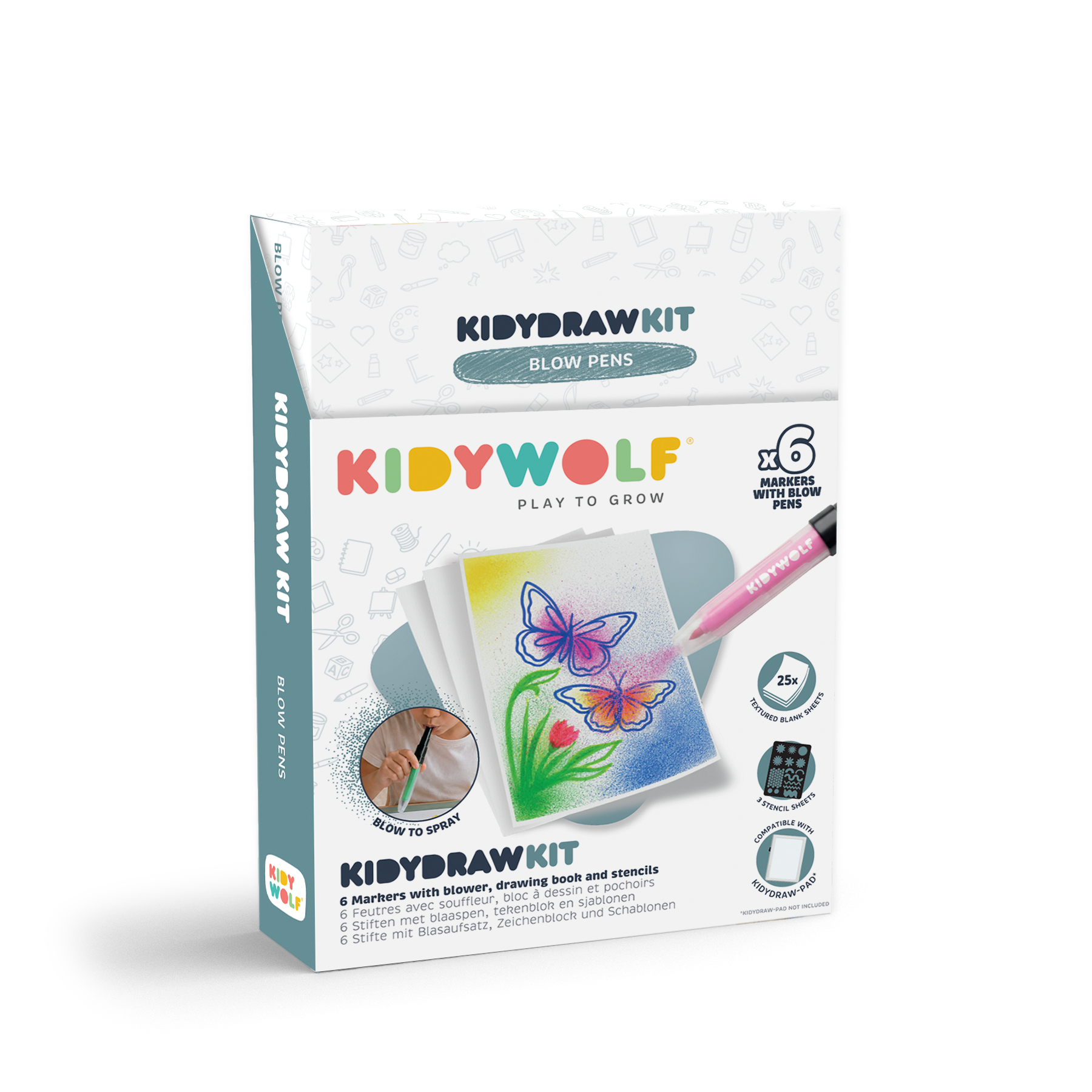 Kidywolf - Kidydraw creatieve set met blaaspennen