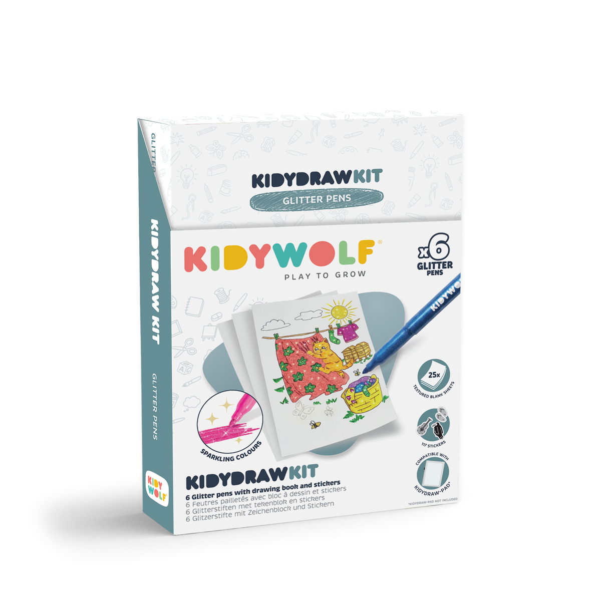 Kidywolf - Kidydraw creatieve set met glitterstiften