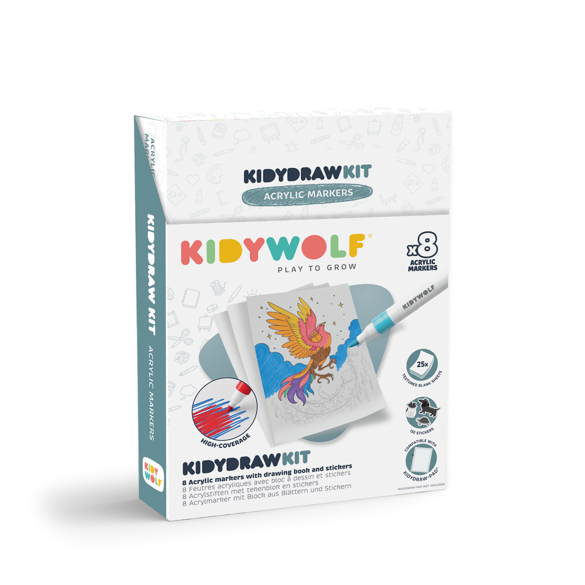 Kidywolf - Kidydraw creatieve set met acrylstiften