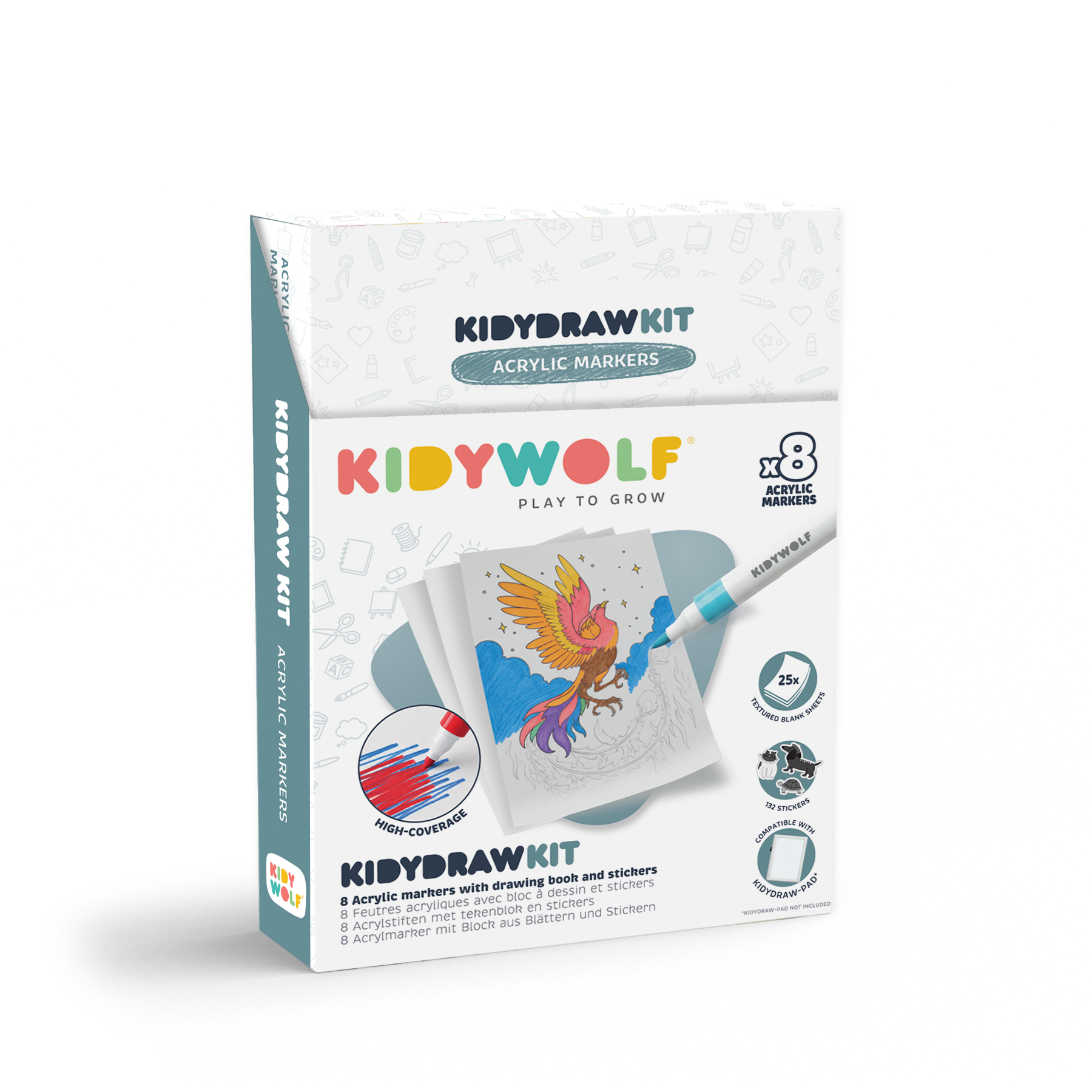 Kidywolf - Kidydraw creatieve set met acrylstiften